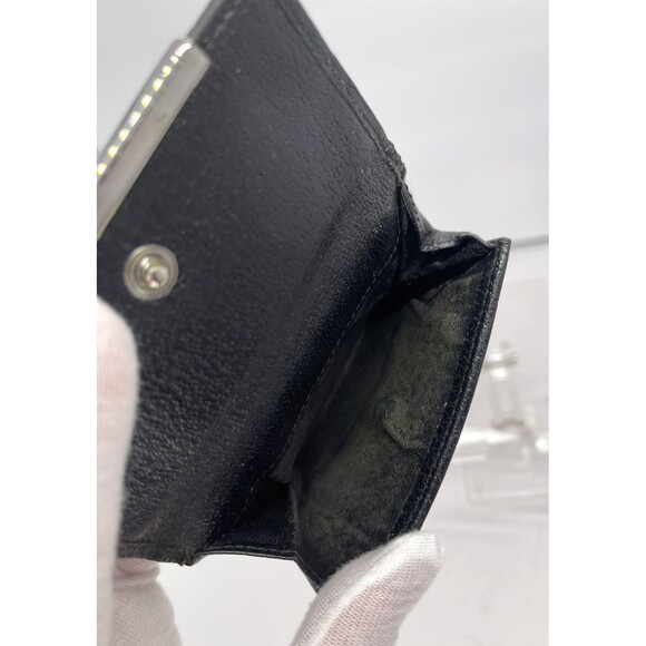 GUCCI GG Logo Black Canvas Bifold Wallet leather trim pigskin inside Italy Made - Picture 2 of 5